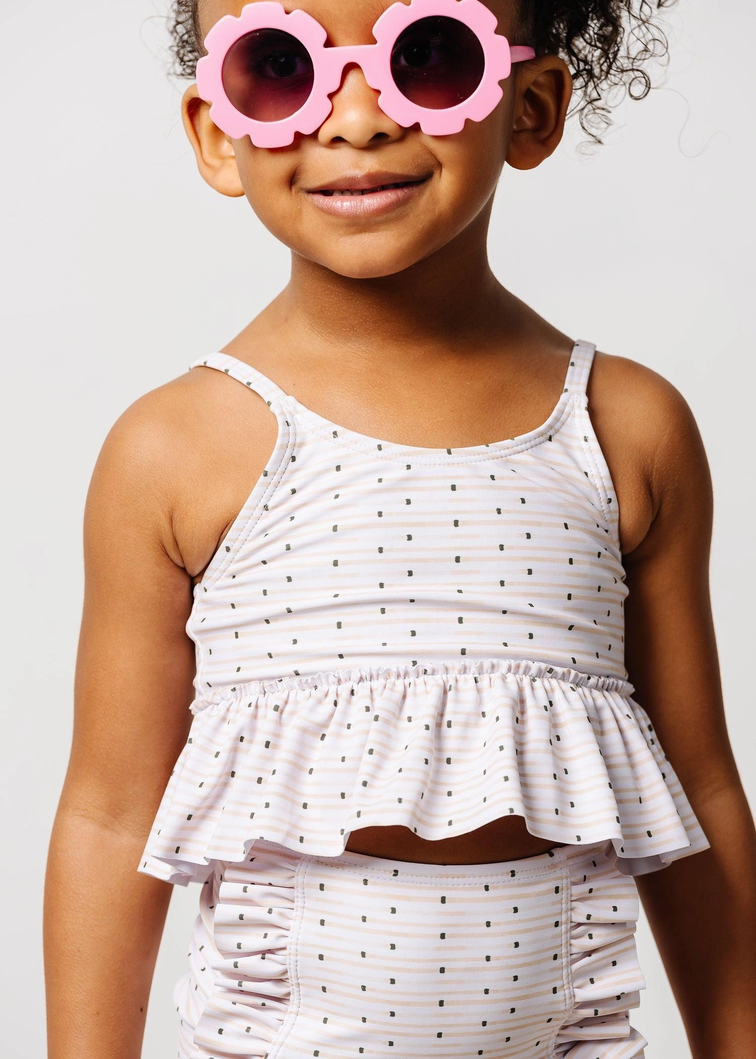 All Neutral | Mini Peplum Top girls full coverage swimwear, kids swimwear for pool