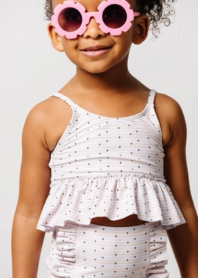 All Neutral | Mini Peplum Top girls full coverage swimwear, kids swimwear for pool