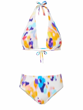 Allison Top   Classic Midrise Bottom in Floral Ikat bikini bottom with tie sides, swim top for sunbathing