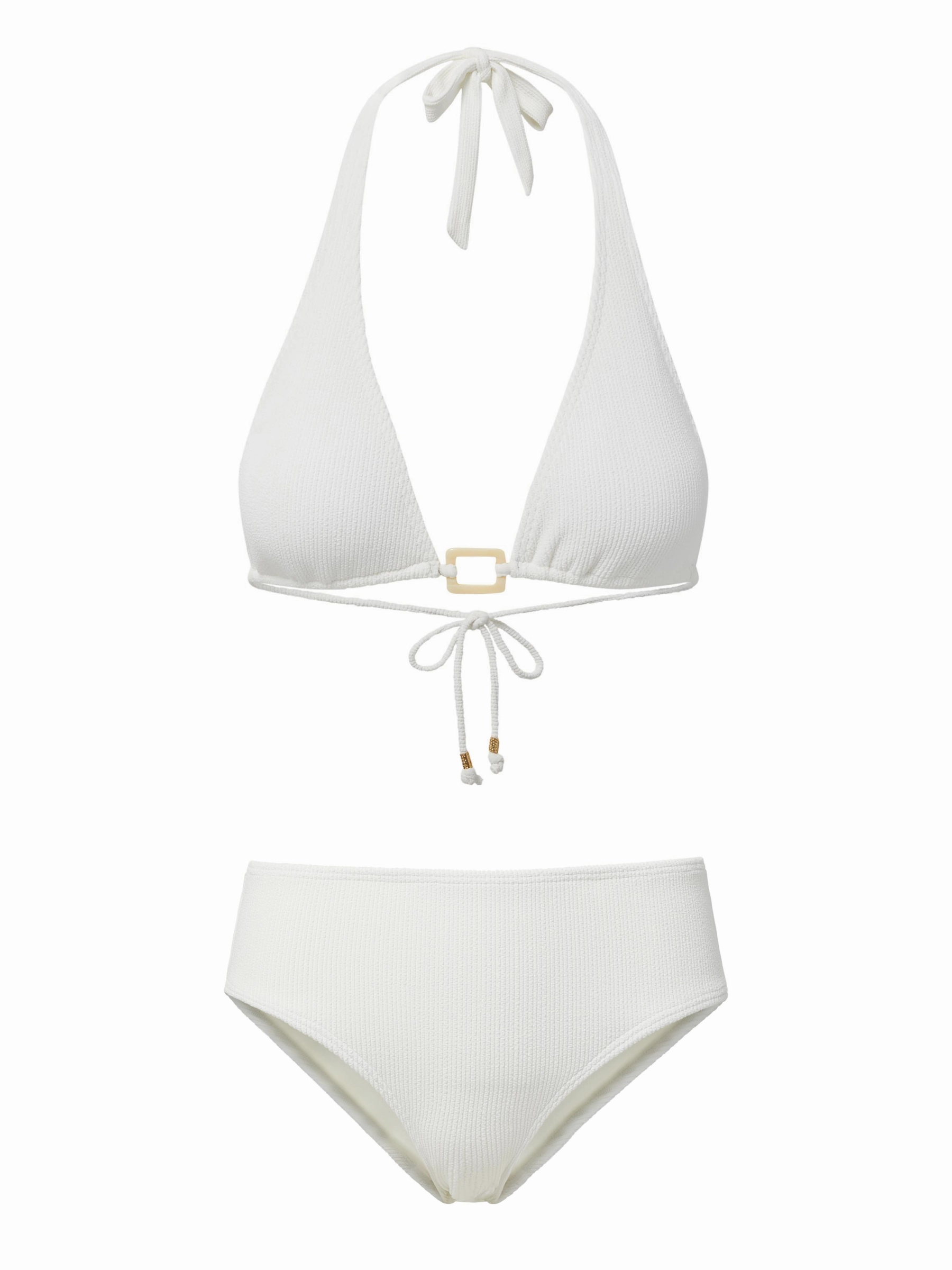 Allison Top   Classic Midrise Bottom in Ivory Texture bikini bottom with tie sides, swim top for sunbathing