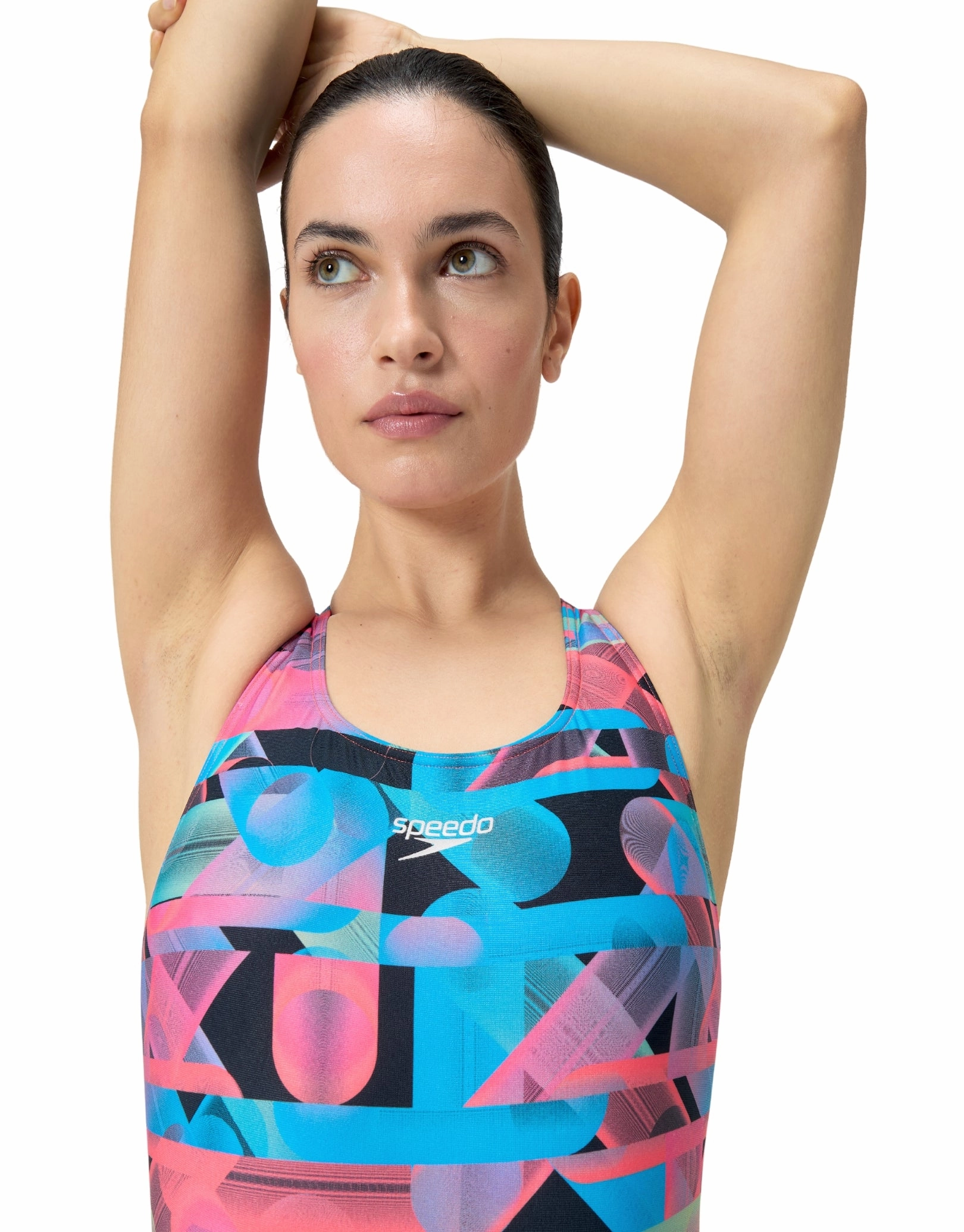 Allover Digital Powerback Swimsuit - Red/Blue