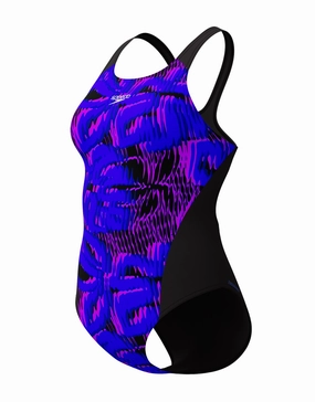 Allover Digital Recordbreaker Swimsuit - Blue/Black speedo mens swimwear, speedo training swimsuits
