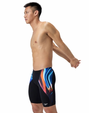 Allover Digital V-Cut Swim Jammer - Black/Multi speedo mens swimwear, speedo training swimsuits