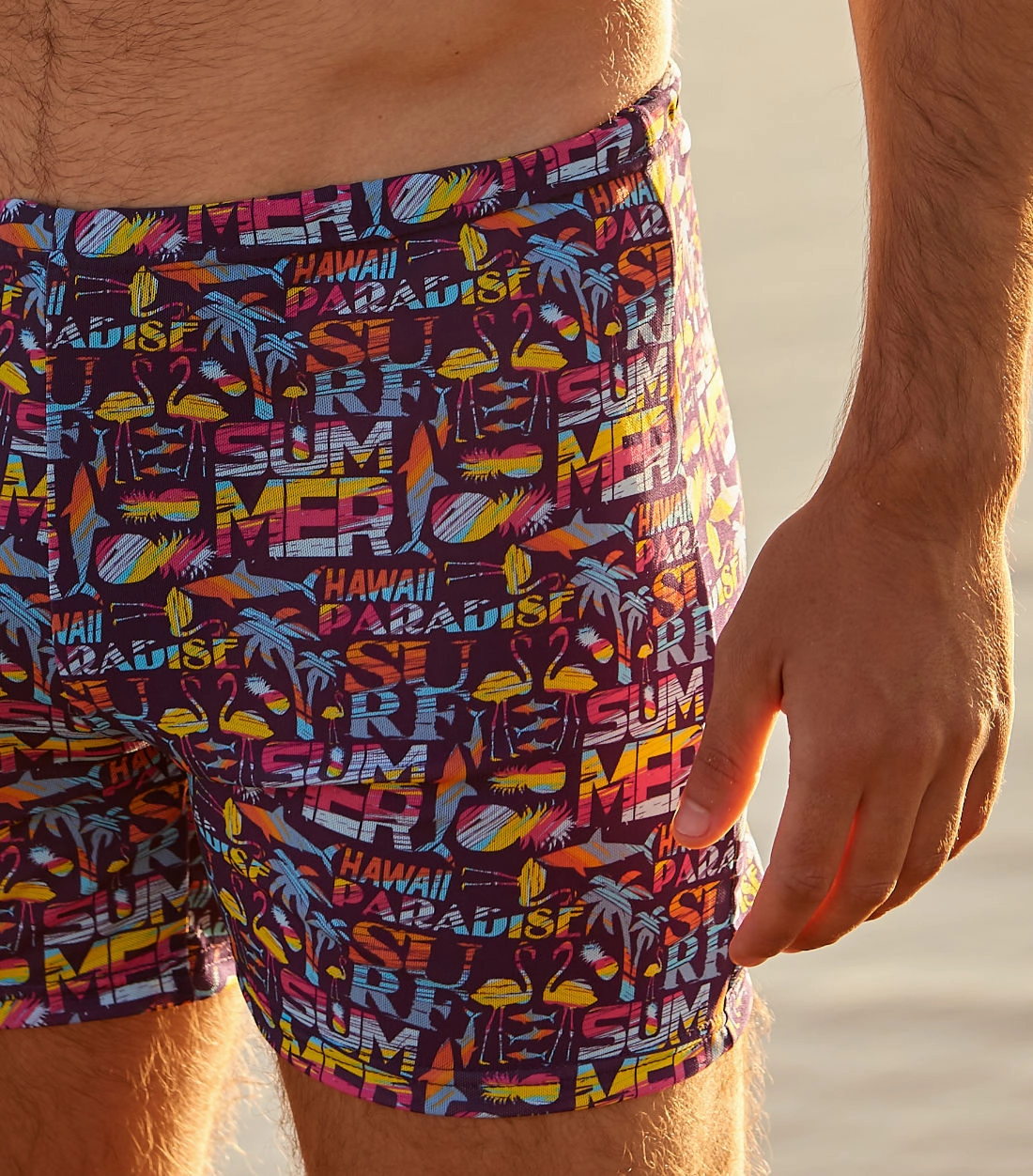 Aloha Tan Through Swim Shorts affordable men's swimwear, summer swimwear for men