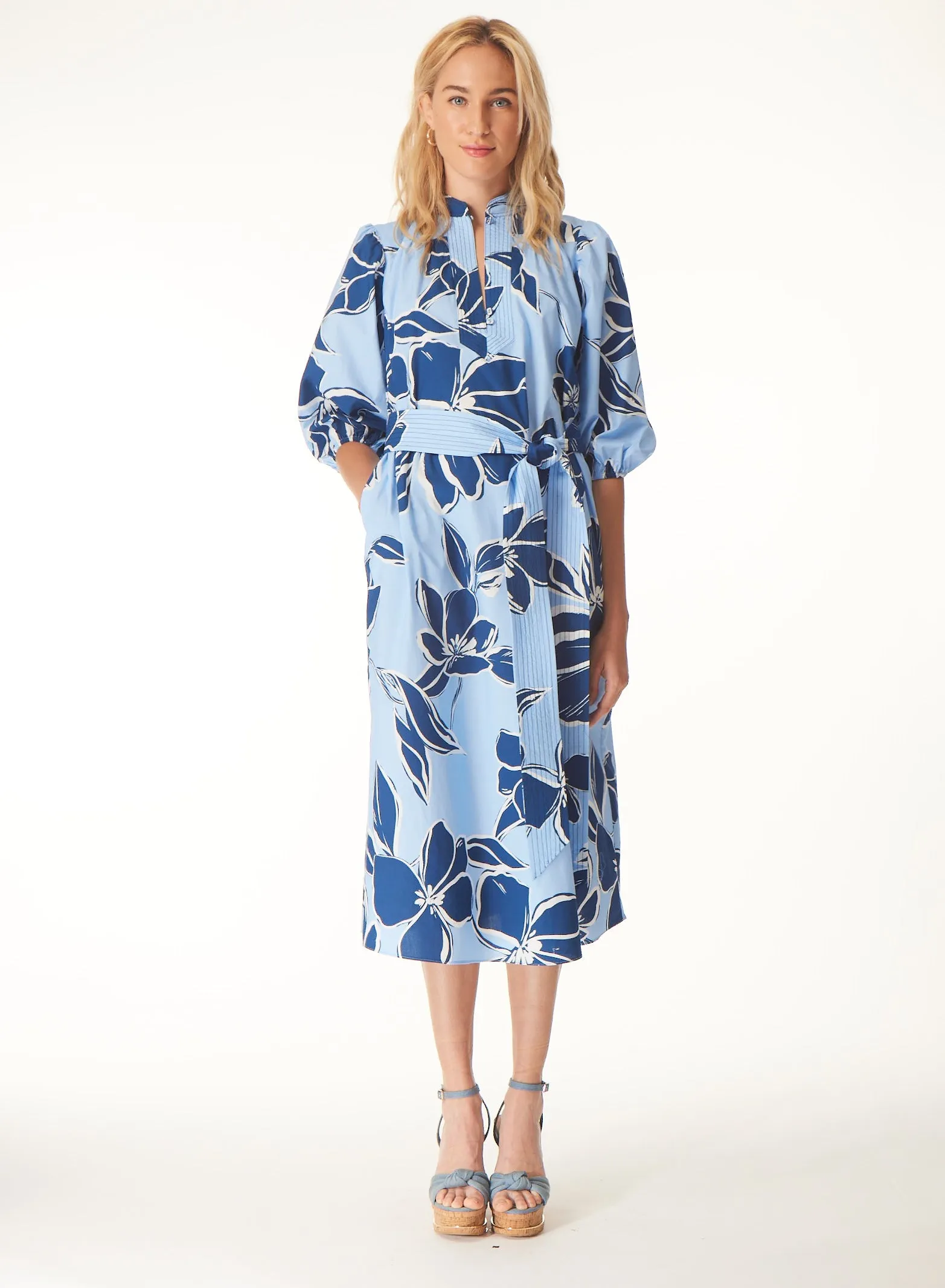 Alyssa Dress in Blue Graphic Floral