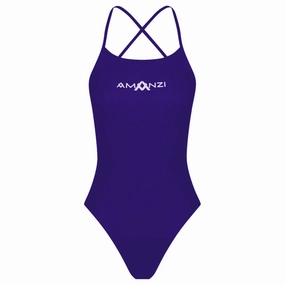 AMANZI Girls Tie-Back Swimsuit - Blueberry swim training suits women, performance one piece swimsuits