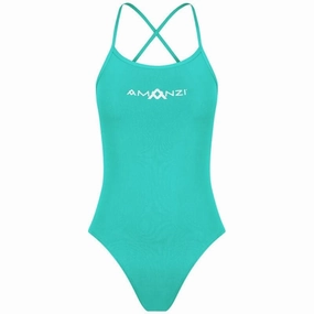 AMANZI Girls Tie-Back Swimsuit - Spearmint swim training suits women, performance one piece swimsuits