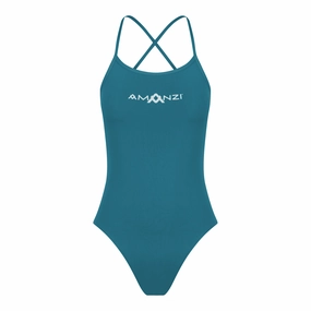 AMANZI Women's Tie-Back Swimsuit - Bermuda swim training suits women, performance one piece swimsuits