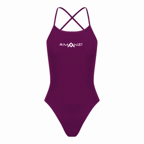 AMANZI Women's Tie-Back Swimsuit - Bordeaux swim training suits women, performance one piece swimsuits