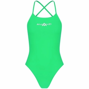 AMANZI Women's Tie-Back Swimsuit - Peppermint swim training suits women, performance one piece swimsuits