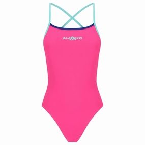 AMANZI Women's Tie-Back Swimsuit - Rose Water swim training suits women, performance one piece swimsuits
