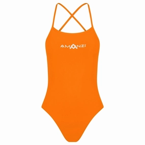 AMANZI Women's Tie-Back Swimsuit - Sherbet swim training suits women, performance one piece swimsuits