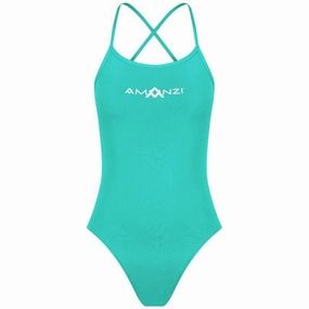 AMANZI Women's Tie-Back Swimsuit - Spearmint swim training suits women, performance one piece swimsuits