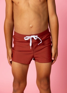 Amber Brown | Mini Euro Shorts boys summer swimwear, boys rash guard swim sets