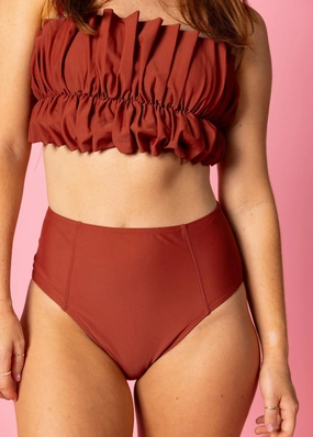 Amber Brown | Up High Bottoms elastic waistband swim bottoms, mix-and-match bikini bottoms