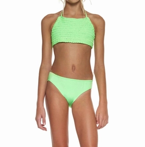 Amerie Crochet Bikini Set In Bright Green stylish teen girl swimsuits, teen girls swimwear sets