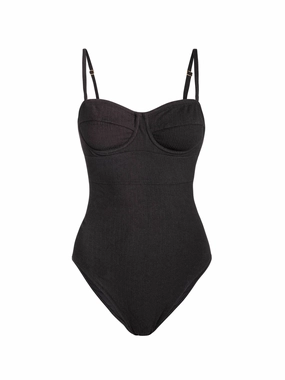 Anabel One Piece In Black Texture high waist swimwear women, swimsuit for women beachwear
