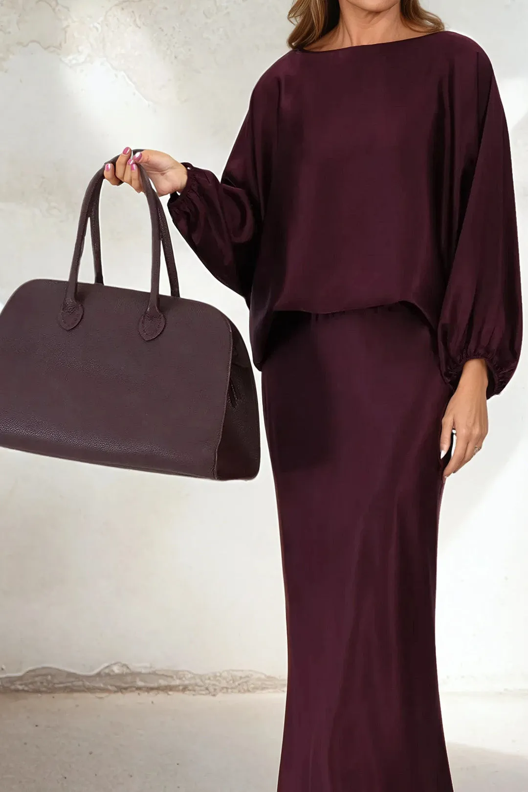 ANDIE ONE-SIZE BOATNECK BLOUSE IN SILK CHARMEUSE