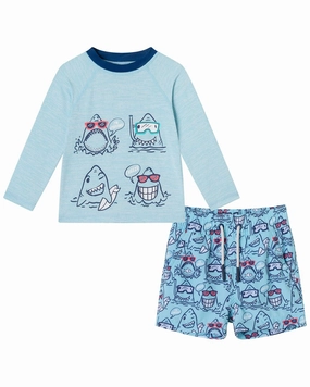 Andy & Evan Rashguard & Board Short Set boys swimwear sets, boys swim trunks