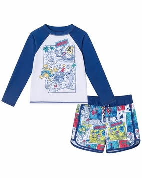 Andy & Evan Rashguard & Board Short Set boys swimwear sets, boys swim trunks