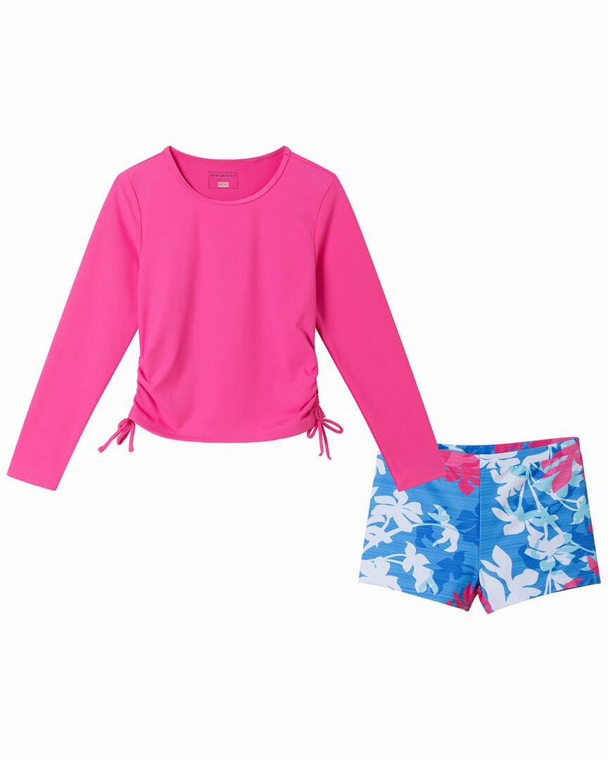 Andy & Evan Rashguard & Short Set stylish teen girl swimsuits, teen girls swimwear sets