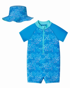 Andy & Evan Swim Romper & Hat boys swimwear sets, boys swim trunks