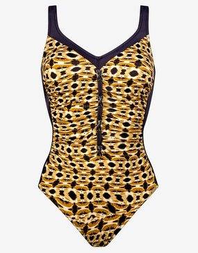 Animal Accents Moulded Swimsuit - Black Tabac cup sized swimwear women, supportive swimsuits for large bust