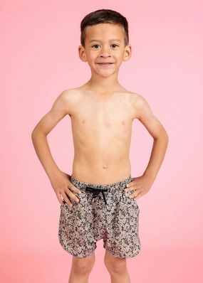Antique Daisy | Mini Retro Shorties boys summer swimwear, boys rash guard swim sets