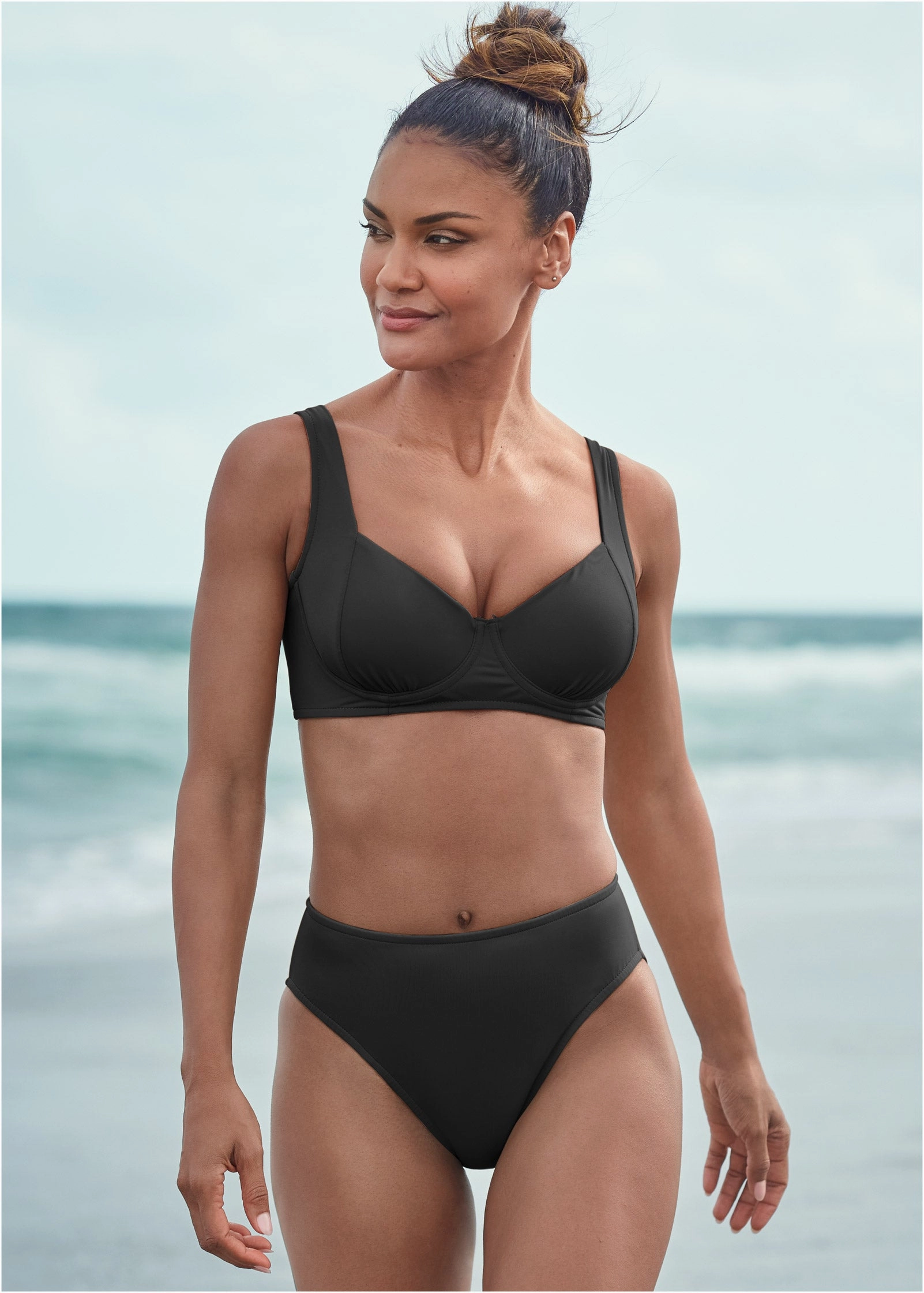 Aphrodite Underwire Top - Black Beauty supportive swim tops, printed bikini tops