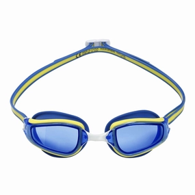Aqua Sphere Fastlane Goggles - Blue/Yellow anti fog swim goggles, swim training goggles