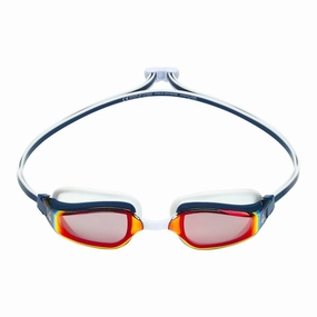 Aqua Sphere Fastlane Titanium Mirror Goggles - Navy Blue/Red anti fog swim goggles, swim training goggles