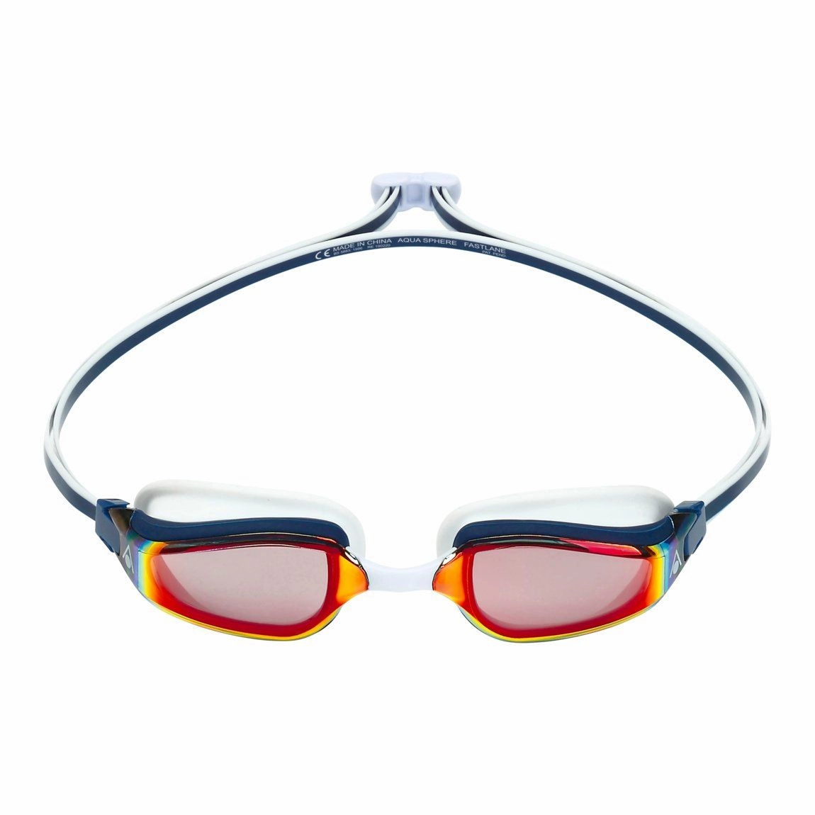 Aqua Sphere Fastlane Titanium Mirror Goggles - Navy Blue/Red anti fog swim goggles, swim training goggles