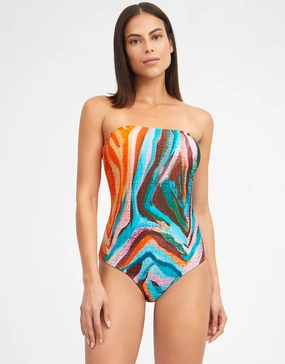 Aquarelle Bandeau Swimsuit bandeau swimsuits for women, strapless swimwear tops