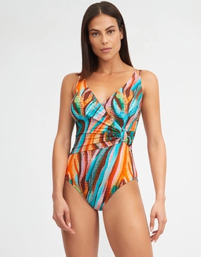 Aquarelle Wrap Front Swimsuit plus size swimwear women, curvy womens swimsuits