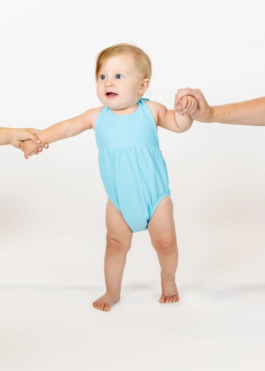 Arctic Blue | Baby Romper One-Piece girls full coverage swimwear, kids swimwear for pool
