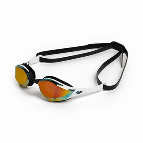 arena Cobra Edge Swipe Mirror Goggles - Gold/White/Black anti fog swim goggles, swim training goggles