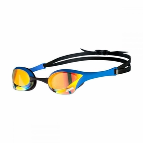 Arena Cobra Ultra Swipe Mirror Goggles - Blue/Yellow/Copper anti fog swim goggles, swim training goggles