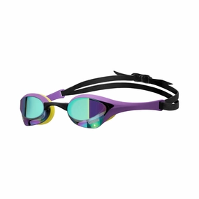 Arena Cobra Ultra Swipe Mirror Goggles - Emerald/Plum/Cyber Lime anti fog swim goggles, swim training goggles