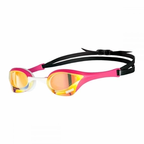 Arena Cobra Ultra Swipe Mirror Goggles - Pink/Yellow/Copper anti fog swim goggles, swim training goggles