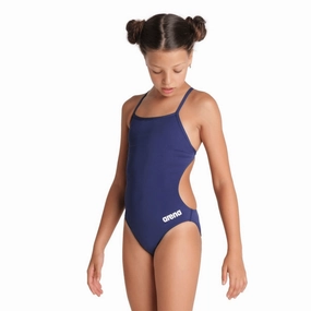 Arena Girls Team Swimsuit Challenge Solid - Navy/White swim training suits women, performance one piece swimsuits