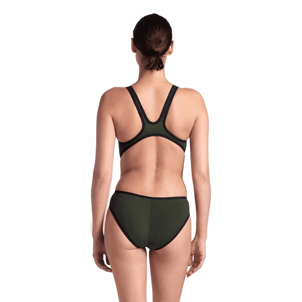 Arena ONE Big Logo One Piece Ladies Swimsuit - Dark Sage/Black