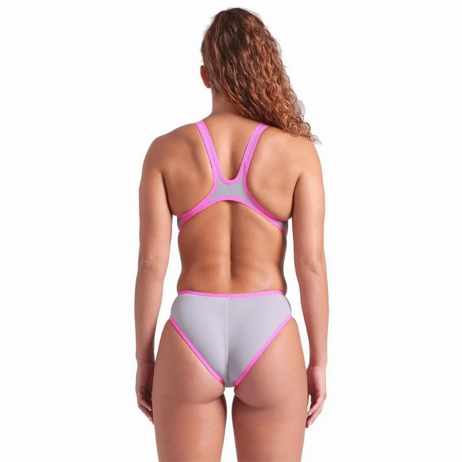 Arena ONE Big Logo One Piece Ladies Swimsuit - Sea Foam/Pink