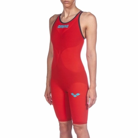 Arena Powerskin Carbon Air 2 Open Back Women's Kneeskin - Red Blue performance swimwear for women, athletic swimsuits