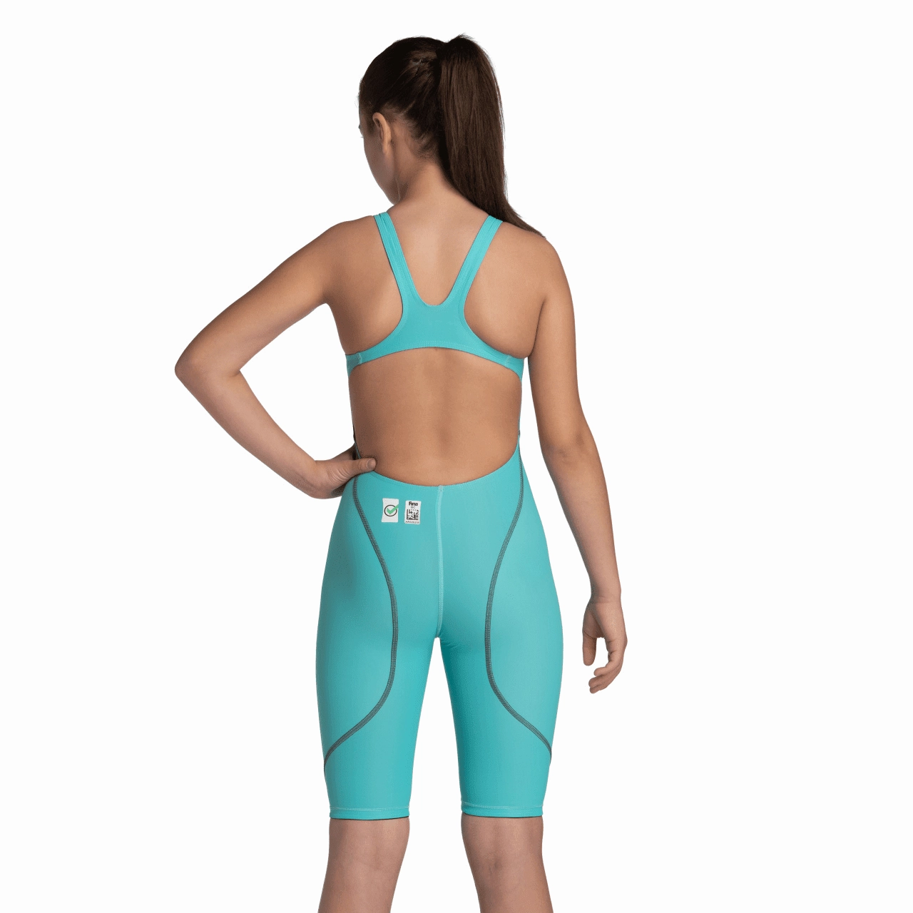 Arena Powerskin ST NEXT Junior Girls Open Back Kneeskin - Aquamarine