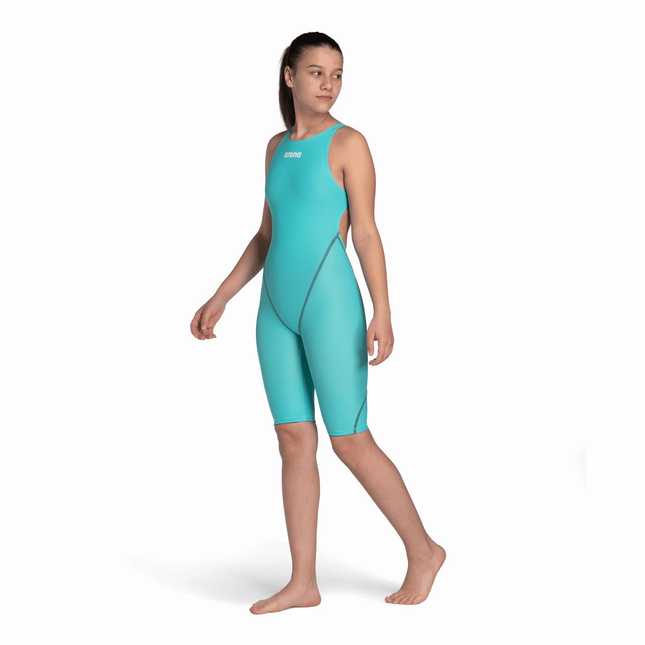 Arena Powerskin ST NEXT Junior Girls Open Back Kneeskin - Aquamarine