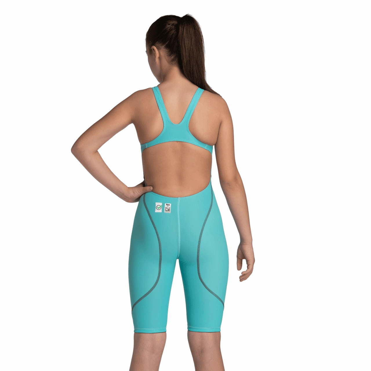Arena Powerskin ST NEXT Junior Girls Open Back Kneeskin - Aquamarine