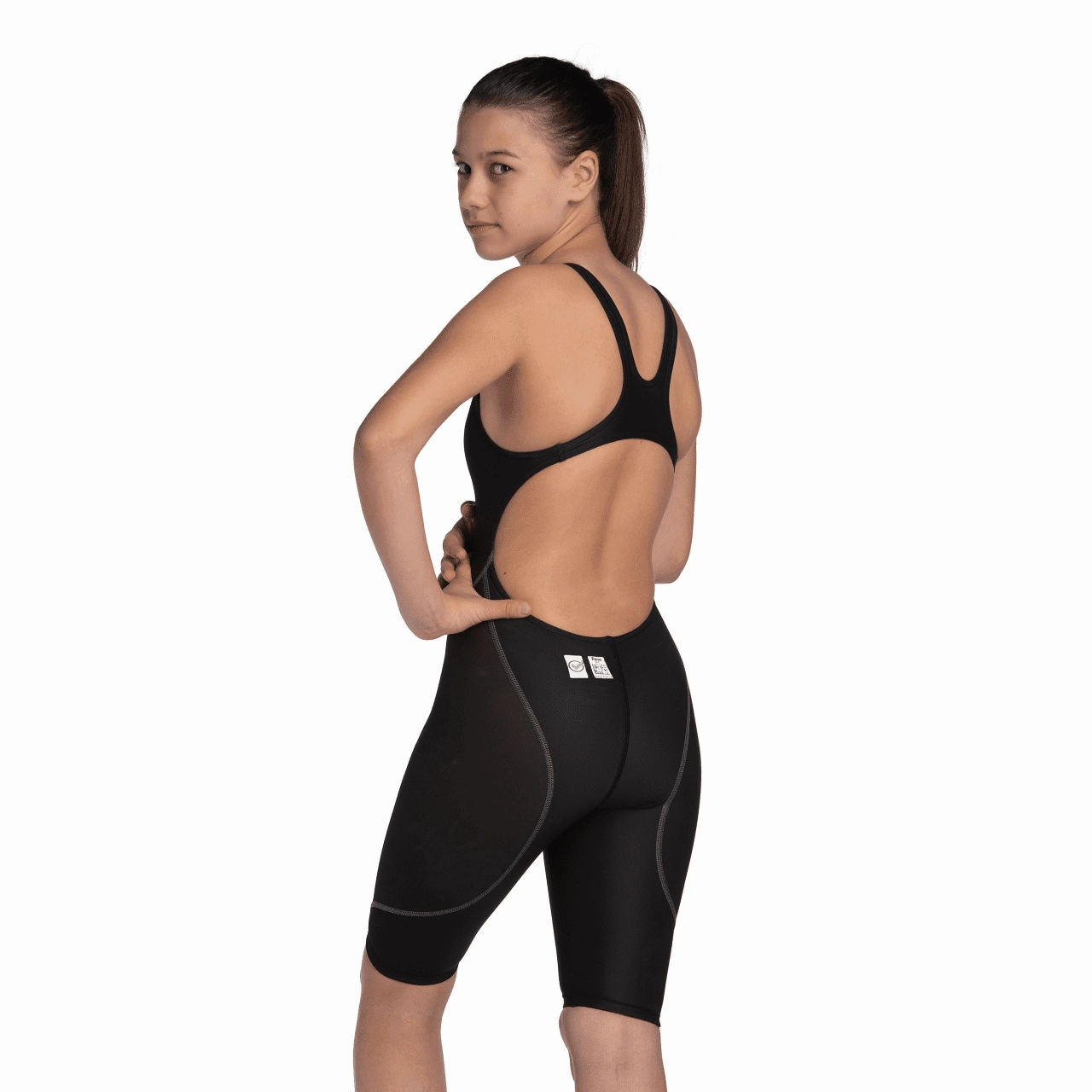 Arena Powerskin ST NEXT Junior Girls Open Back Kneeskin - Black