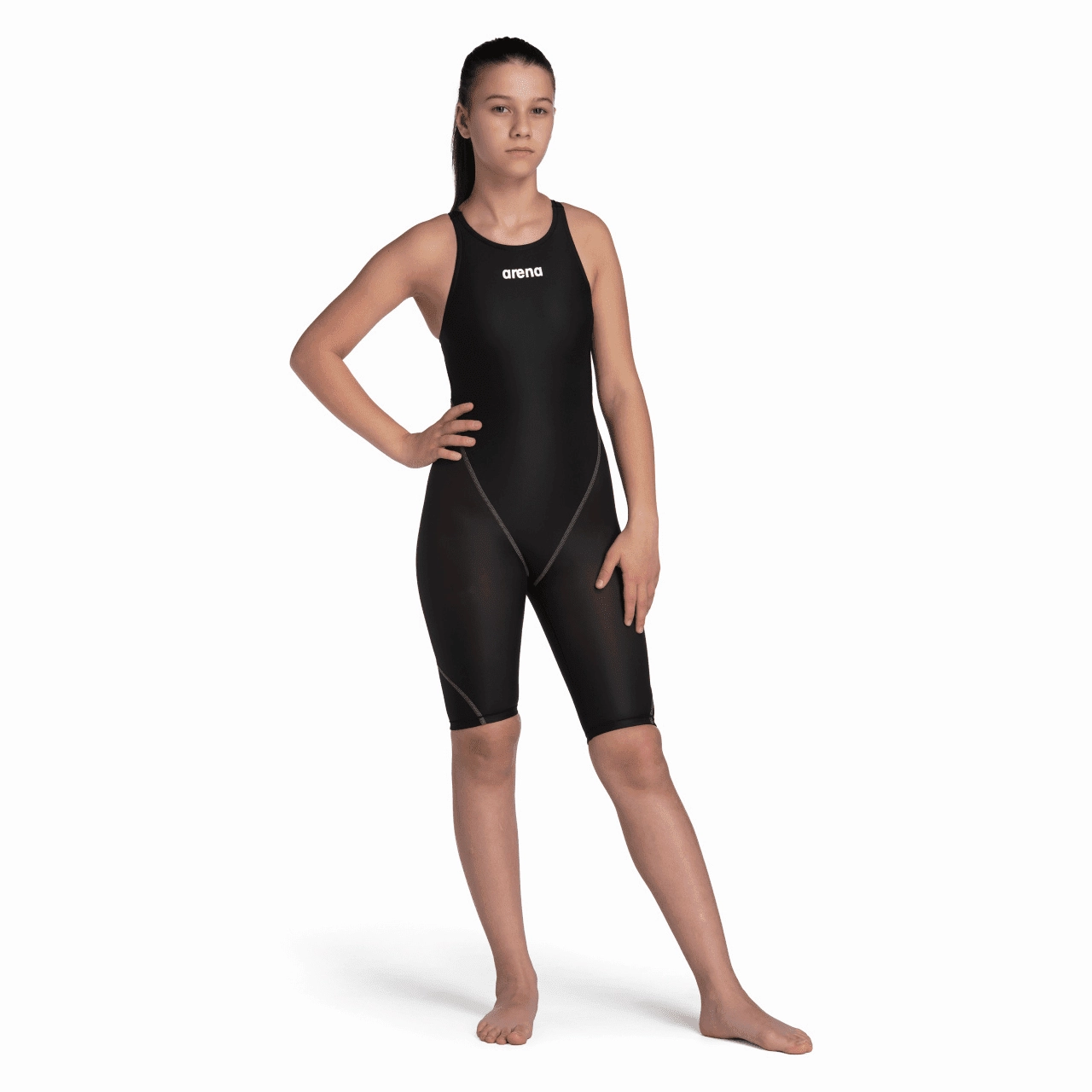 Arena Powerskin ST NEXT Junior Girls Open Back Kneeskin - Black
