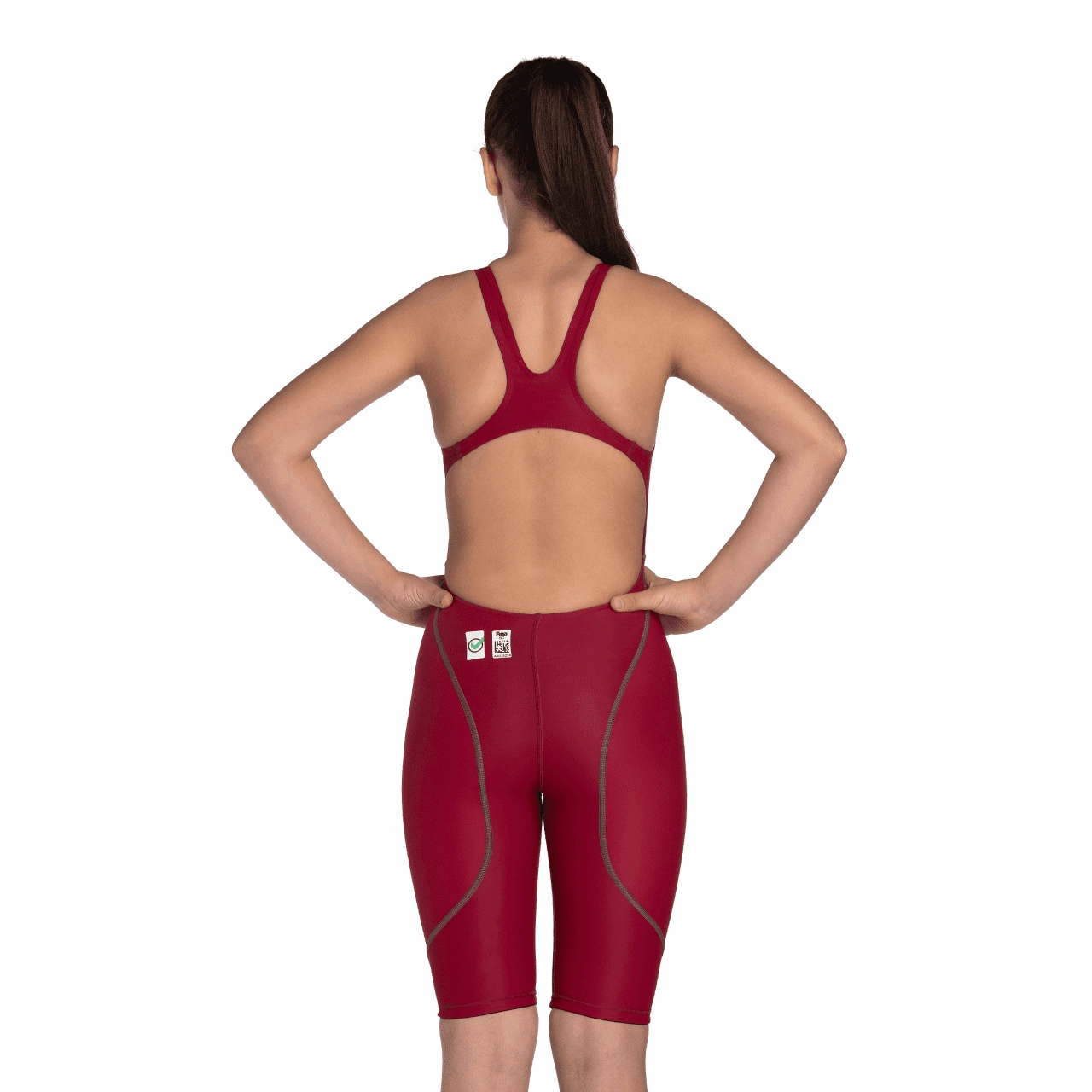 Arena Powerskin ST NEXT Junior Girls Open Back Kneeskin - Deep Red