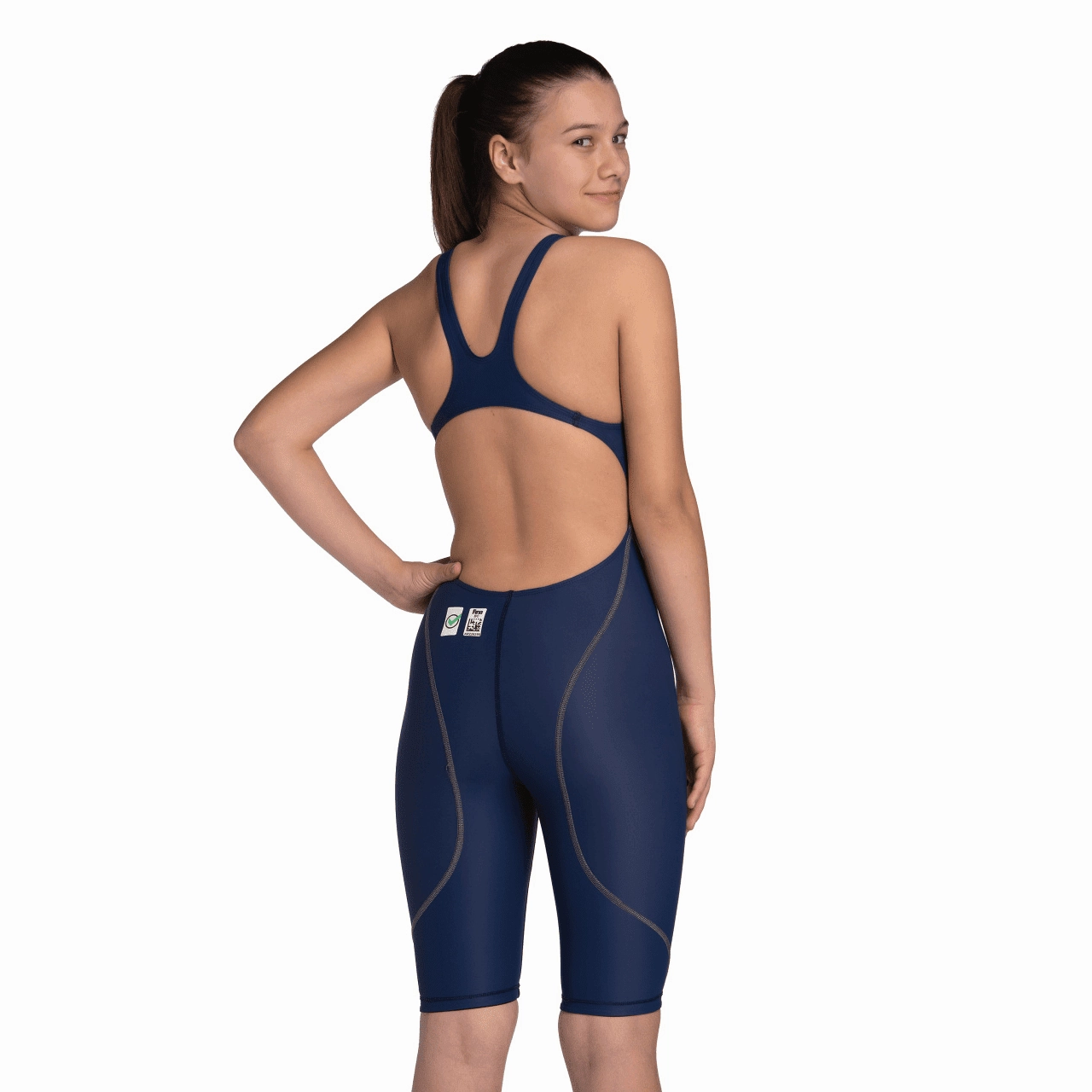 Arena Powerskin ST NEXT Junior Girls Open Back Kneeskin - Navy